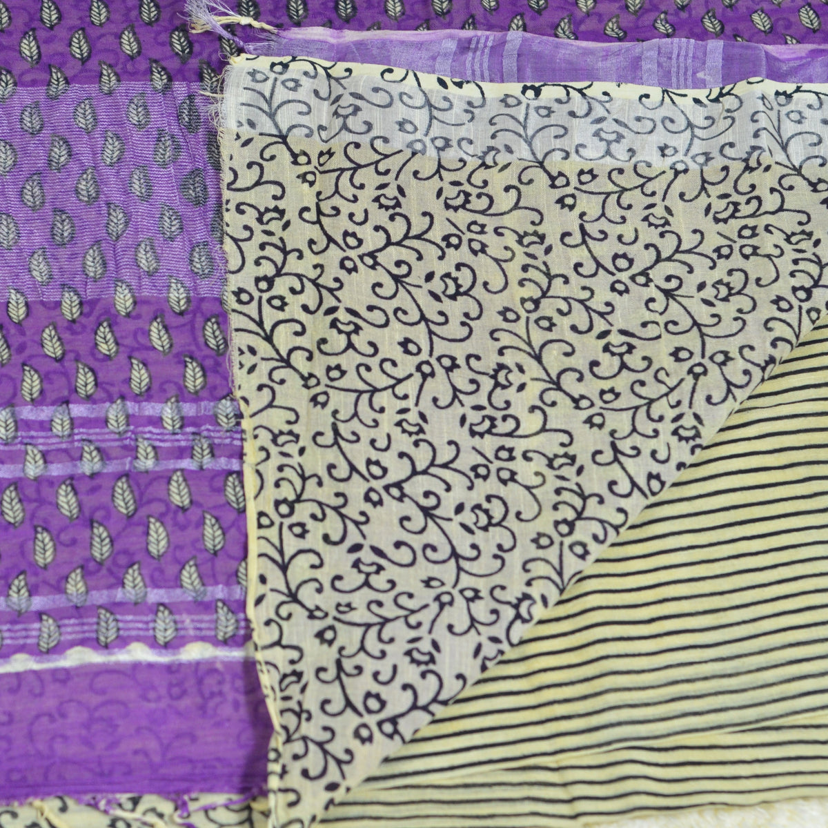 BAGRU BLOCK PRINT LINEN COTTON SAREE