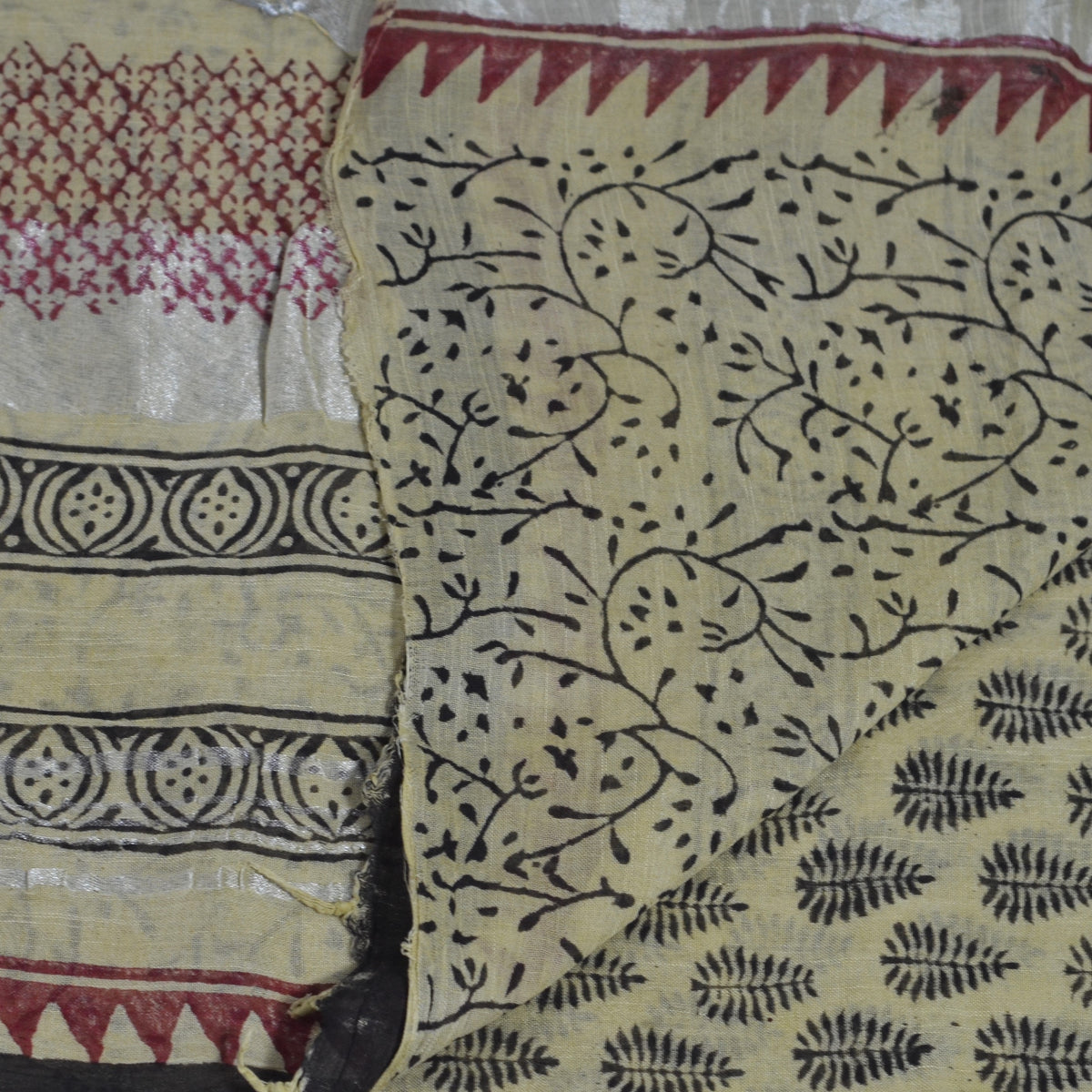 BAGRU BLOCK PRINT LINEN COTTON SAREE