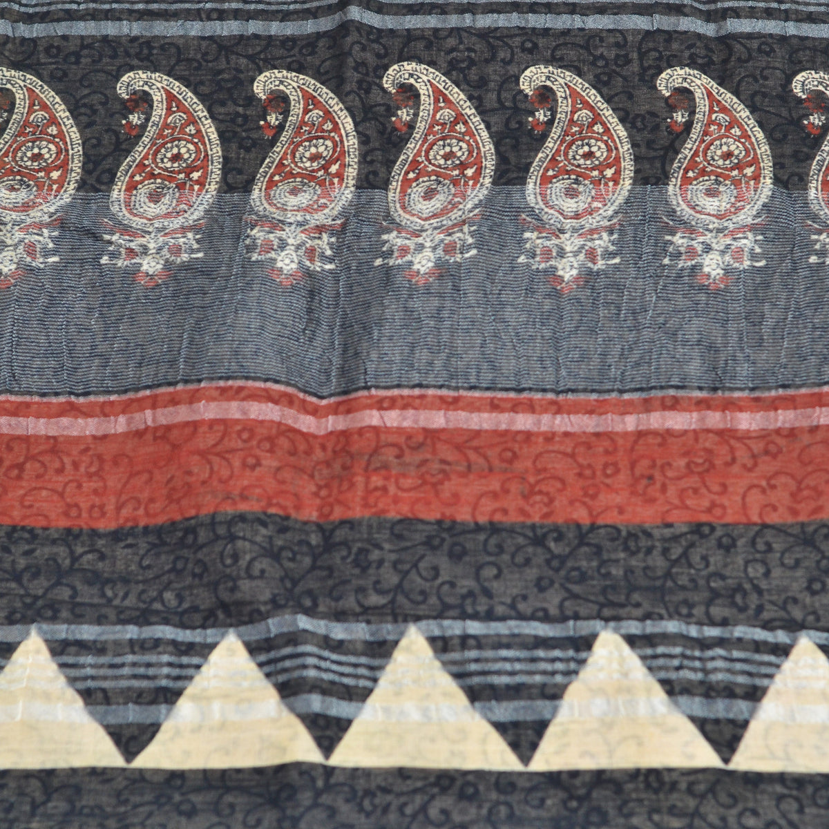 BAGRU BLOCK PRINT LINEN COTTON SAREE