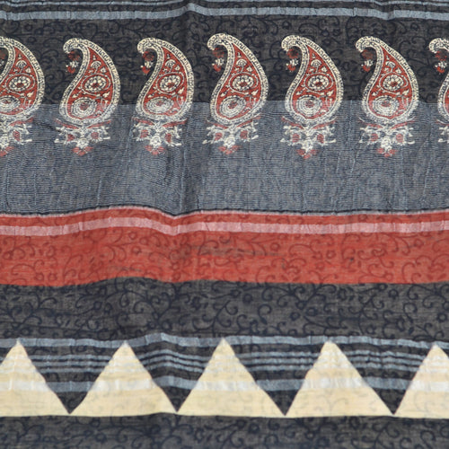 BAGRU BLOCK PRINT LINEN COTTON SAREE