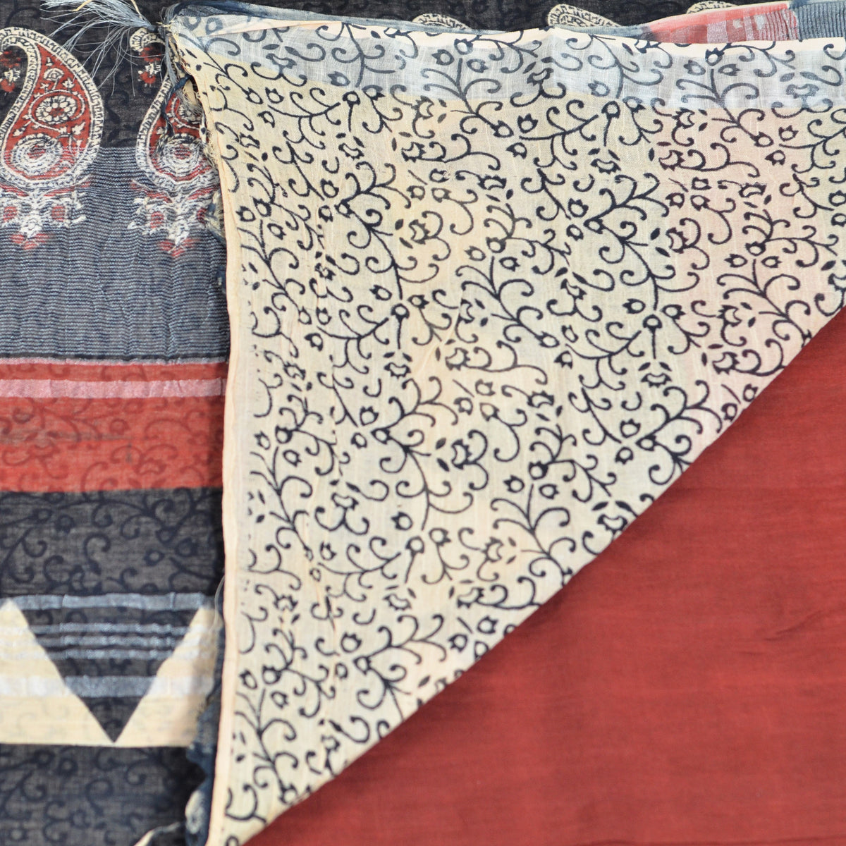 BAGRU BLOCK PRINT LINEN COTTON SAREE