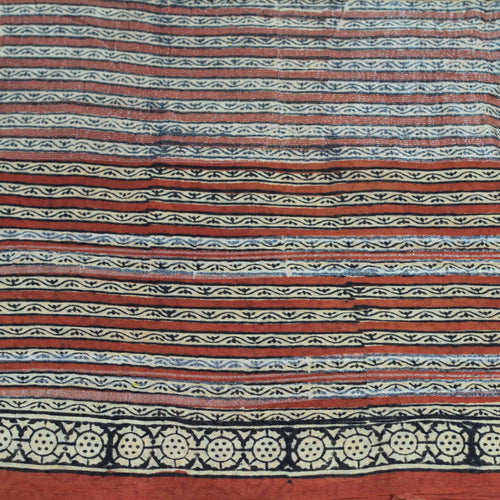 BAGRU BLOCK PRINT LINEN COTTON SAREE
