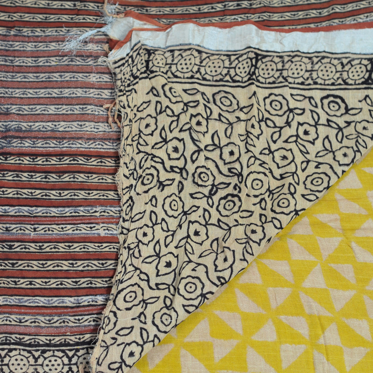 BAGRU BLOCK PRINT LINEN COTTON SAREE