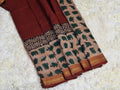 BAGRU HAND BLOCK MAHESHWARI SILK SAREE