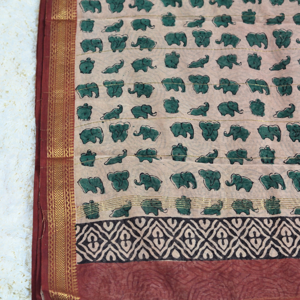 BAGRU HAND BLOCK MAHESHWARI SILK SAREE