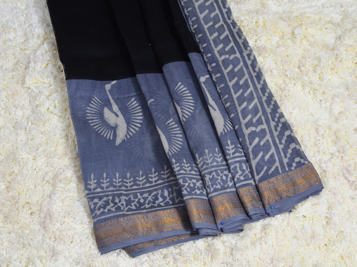 BAGRU HAND BLOCK MAHESHWARI SILK SAREE