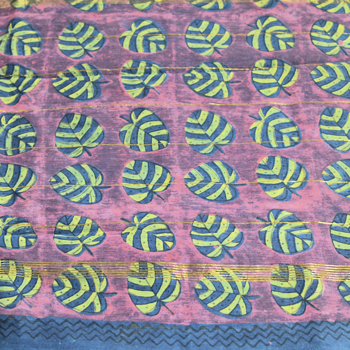 BAGRU HAND BLOCK MAHESHWARI SILK SAREE