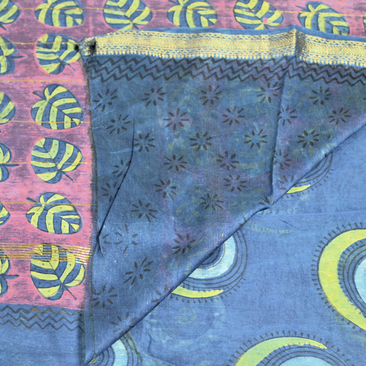 BAGRU HAND BLOCK MAHESHWARI SILK SAREE