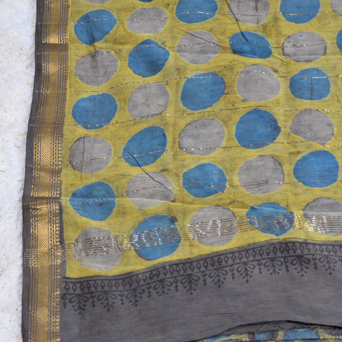 BAGRU HAND BLOCK MAHESHWARI SILK SAREE