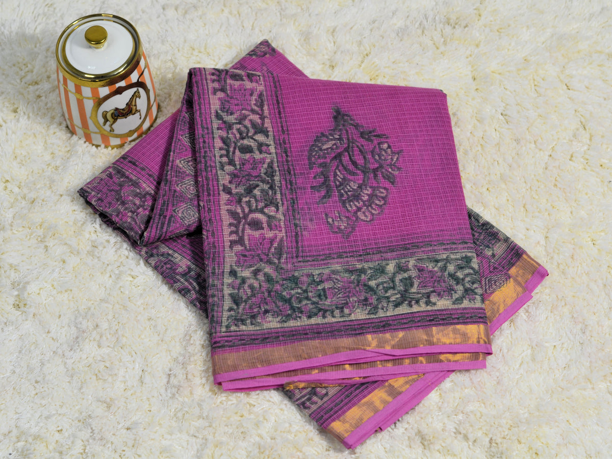 BAGRU HAND BLOCK PRINT KOTA DORIA SAREE