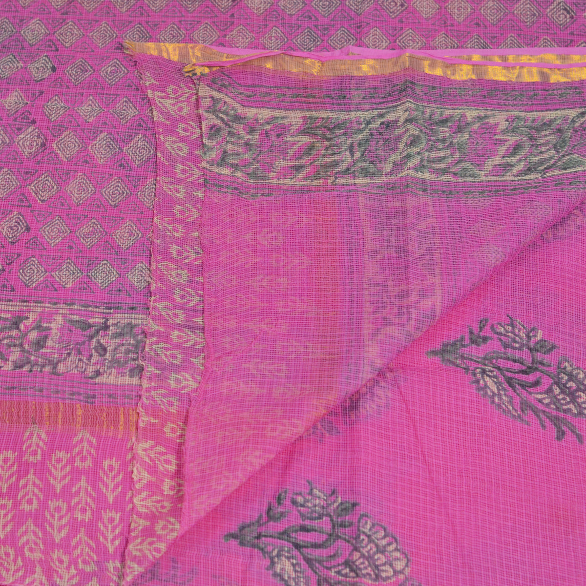BAGRU HAND BLOCK PRINT KOTA DORIA SAREE