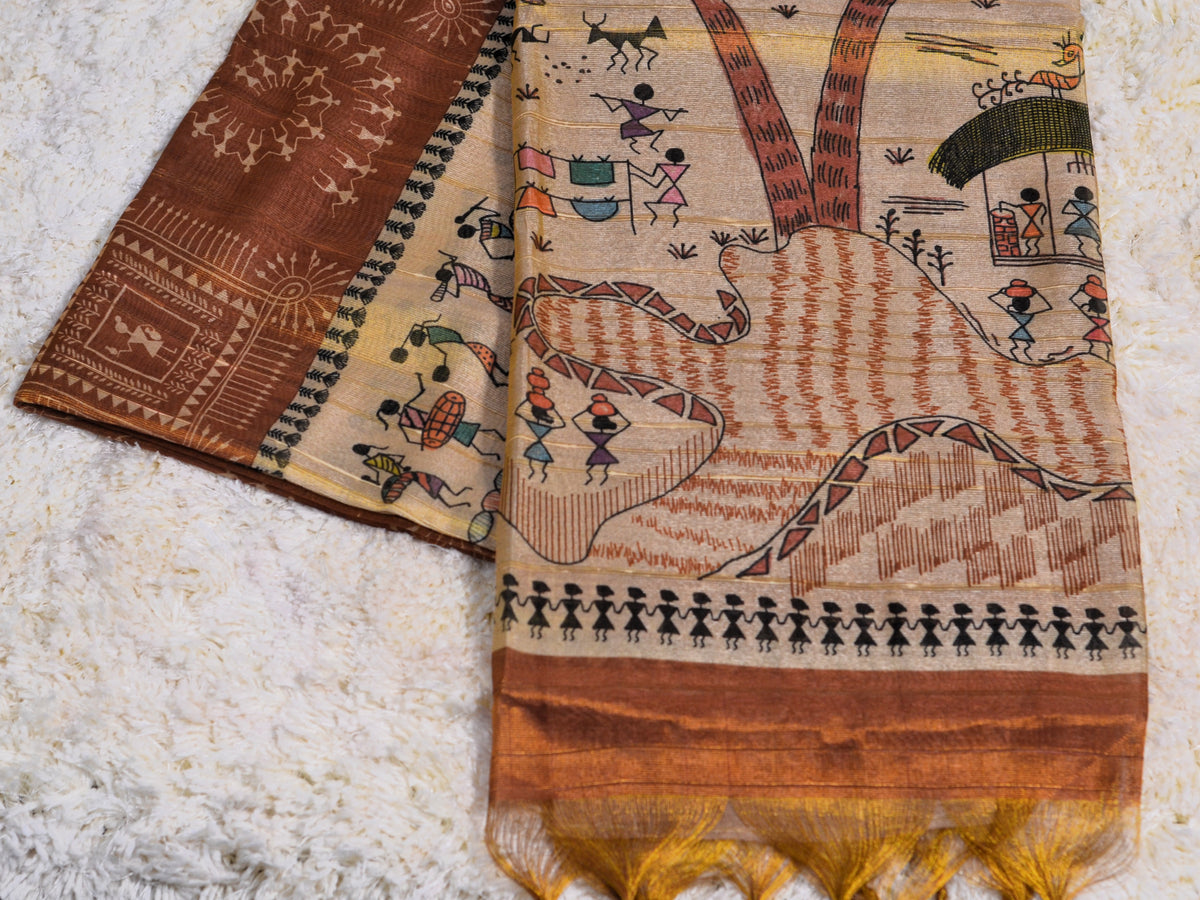 TISSUE TUSSAR SILK BLEND SAREE