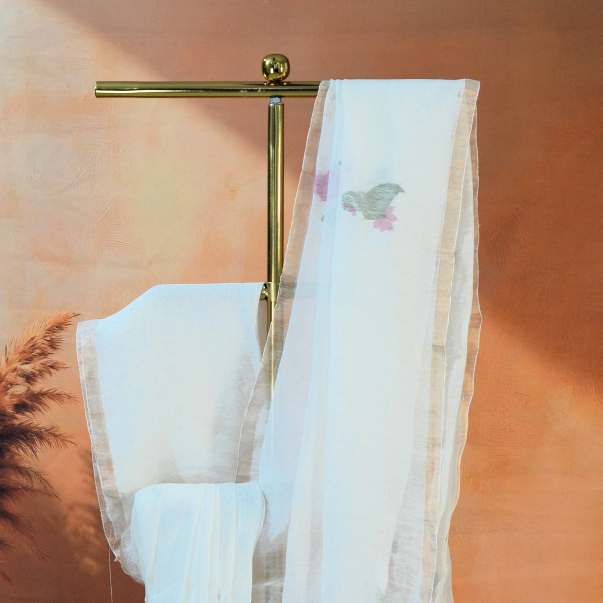 TISSUE SILK LINEN JAMDANI SAREE