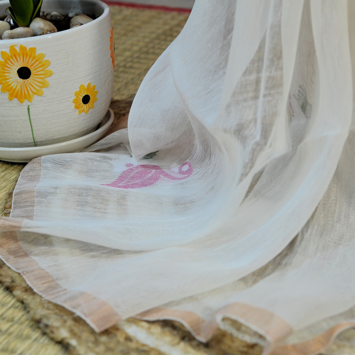TISSUE SILK LINEN JAMDANI SAREE