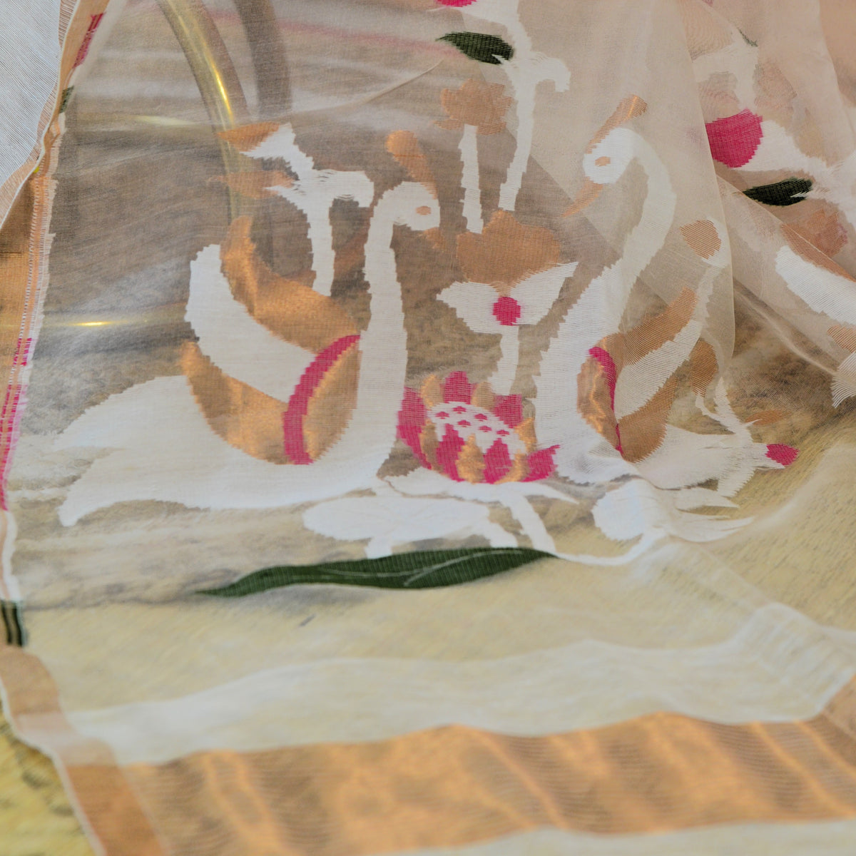 TISSUE SILK LINEN JAMDANI SAREE