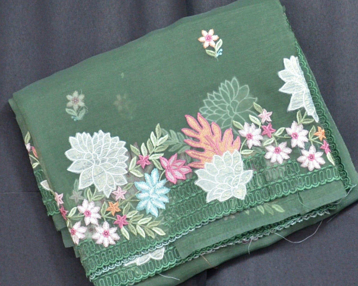 TISSUE SOFT ORGANZA WITH THREAD EMBROIDERY SAREE