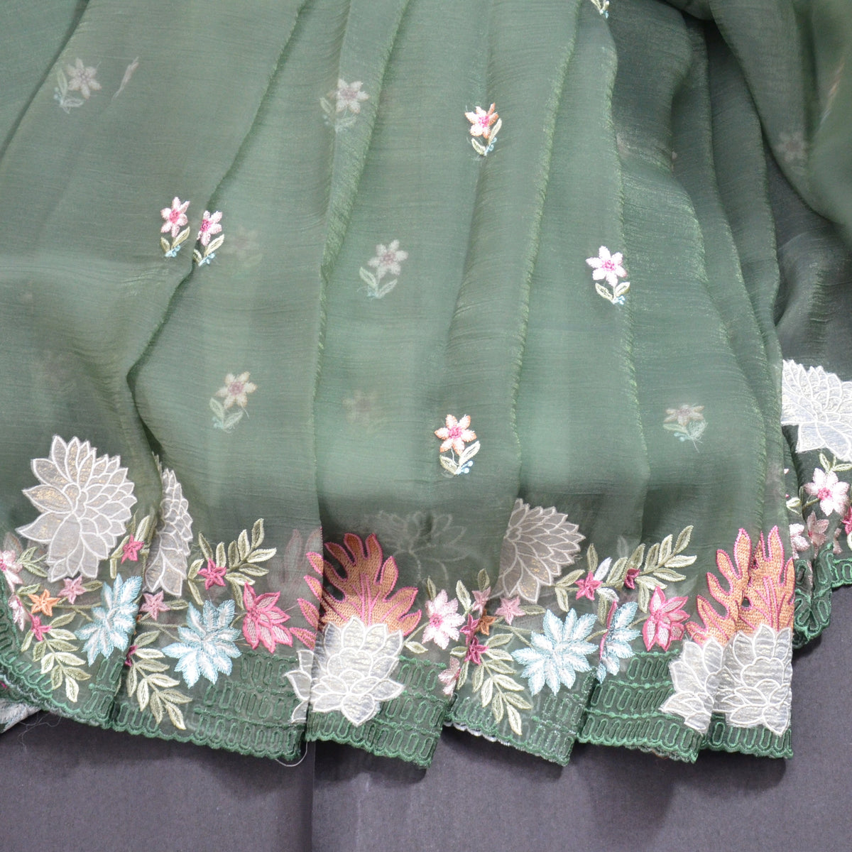 TISSUE SOFT ORGANZA WITH THREAD EMBROIDERY SAREE