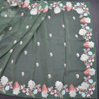 TISSUE SOFT ORGANZA WITH THREAD EMBROIDERY SAREE