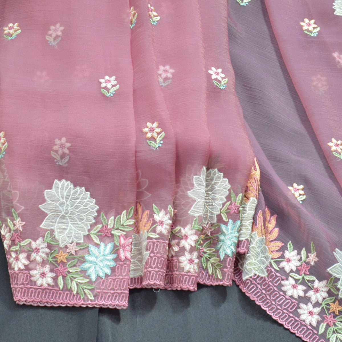 TISSUE SOFT ORGANZA WITH THREAD EMBROIDERY SAREE