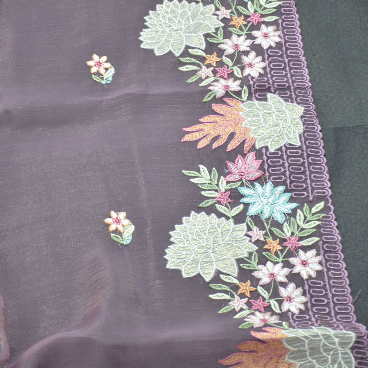 TISSUE SOFT ORGANZA WITH THREAD EMBROIDERY SAREE