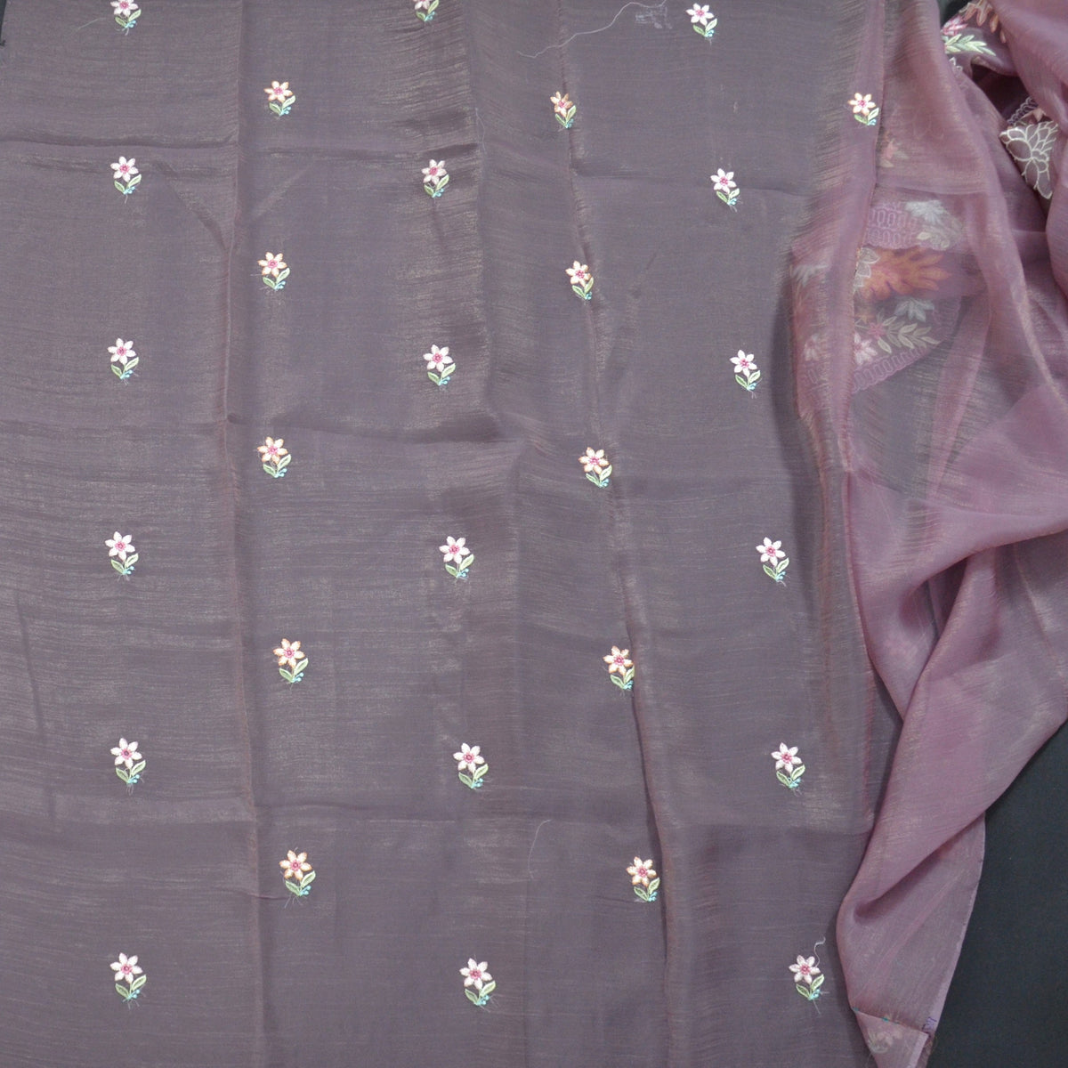 TISSUE SOFT ORGANZA WITH THREAD EMBROIDERY SAREE