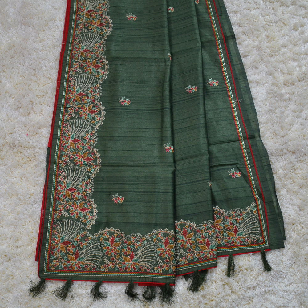 TUSSAR SAREE WITH THREAD EMBROIDERY SAREE