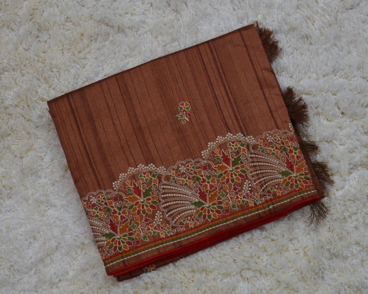 TUSSAR SAREE WITH THREAD EMBROIDERY