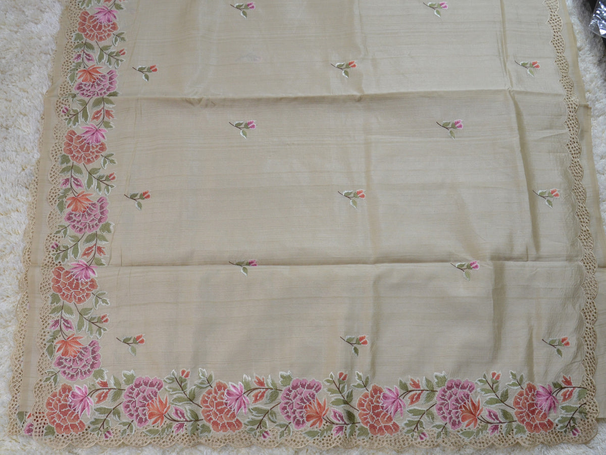 TUSSAR SAREE WITH THREAD EMBROIDERY