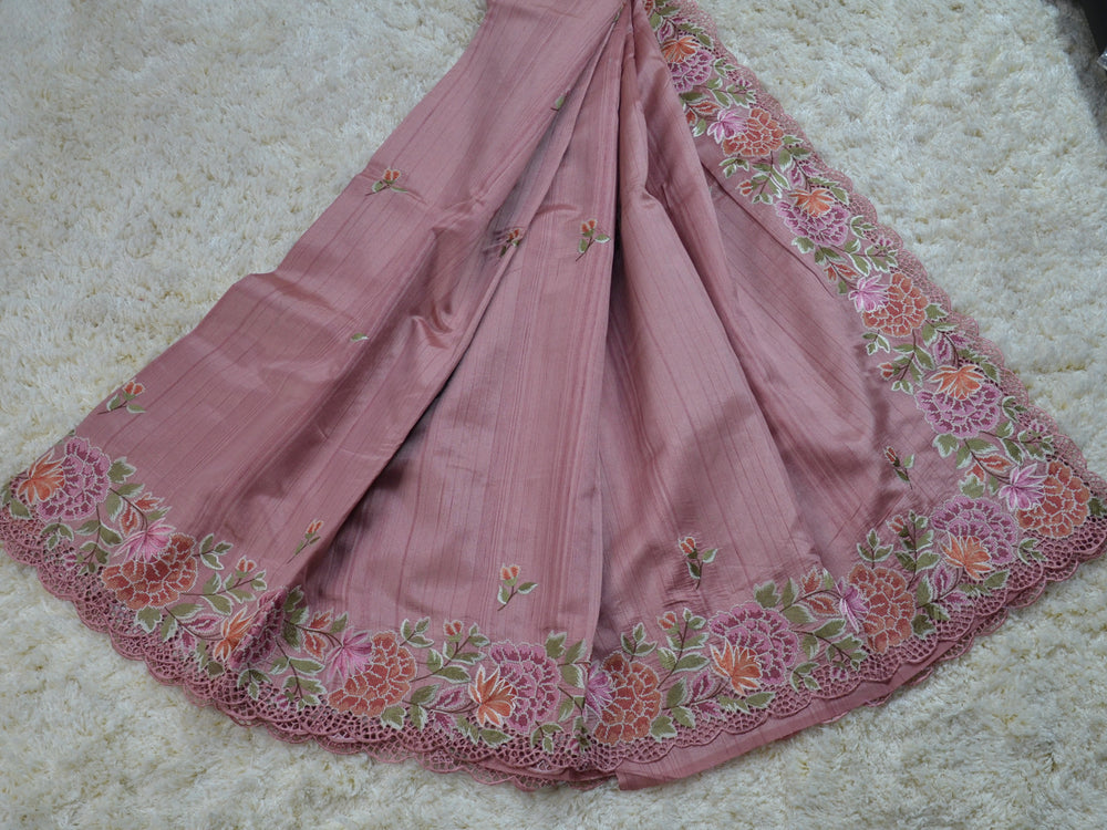 TUSSAR SAREE WITH THREAD EMBROIDERY