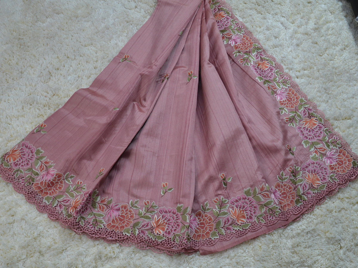TUSSAR SAREE WITH THREAD EMBROIDERY