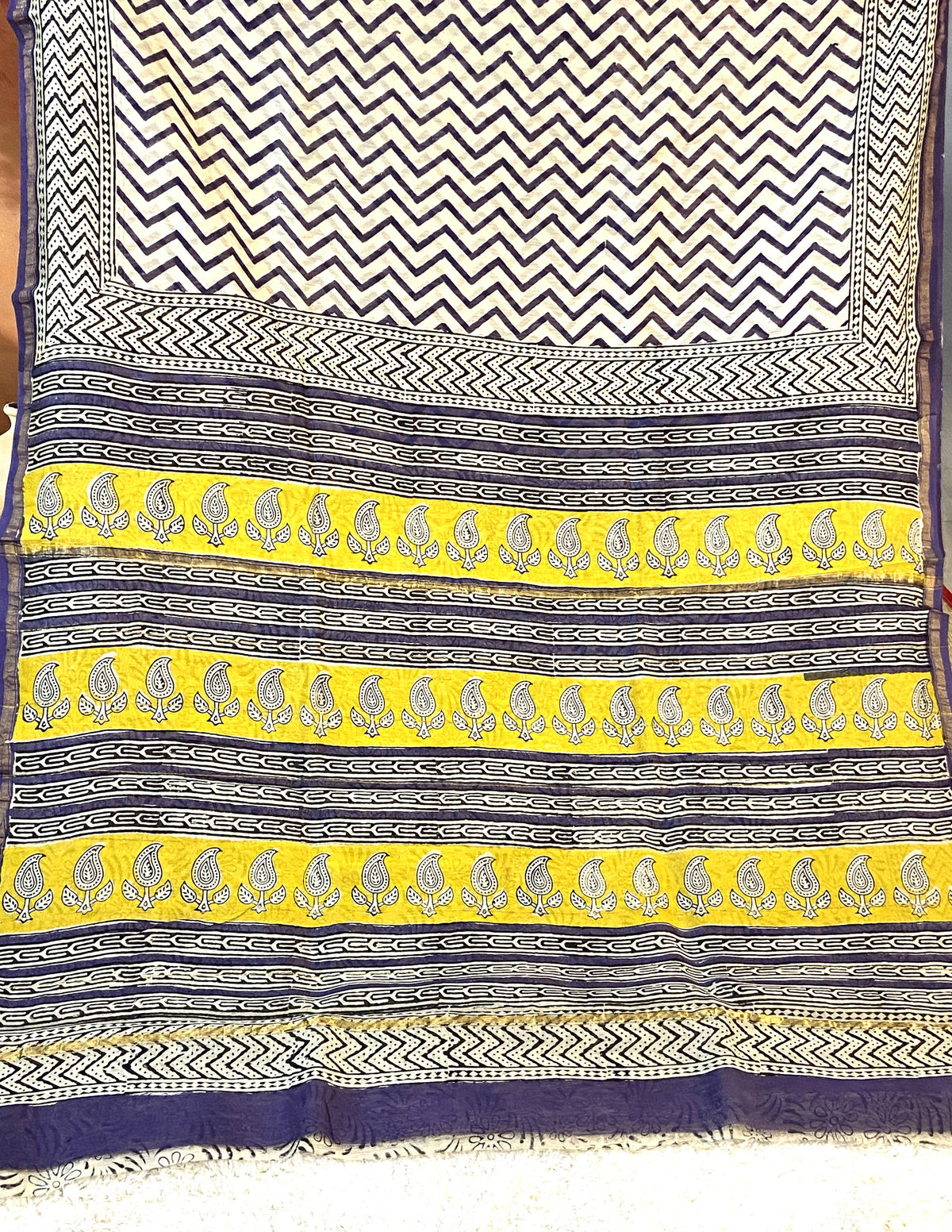 BAGRU PRINT CHANDERI COTTON SAREE