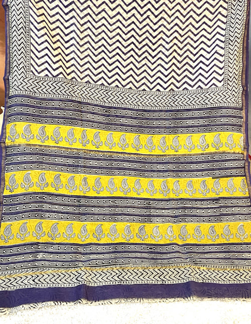 BAGRU PRINT CHANDERI COTTON SAREE
