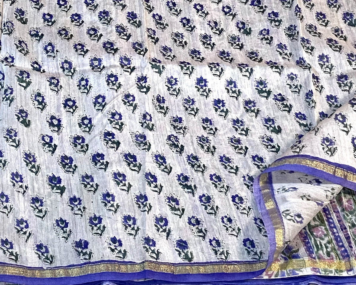 BAGRU PRINT CHANDERI COTTON SAREE
