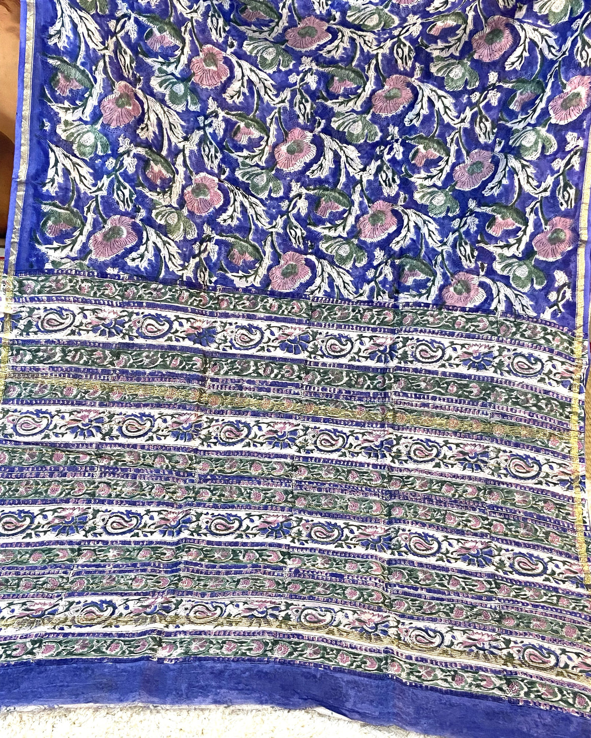 BAGRU PRINT CHANDERI COTTON SAREE