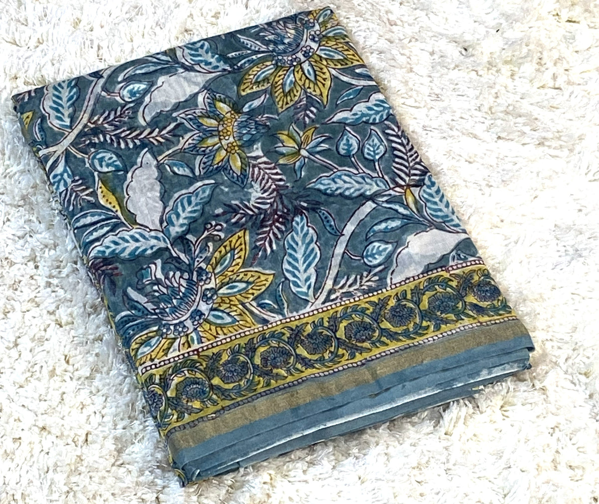 BAGRU PRINT CHANDERI COTTON SAREE