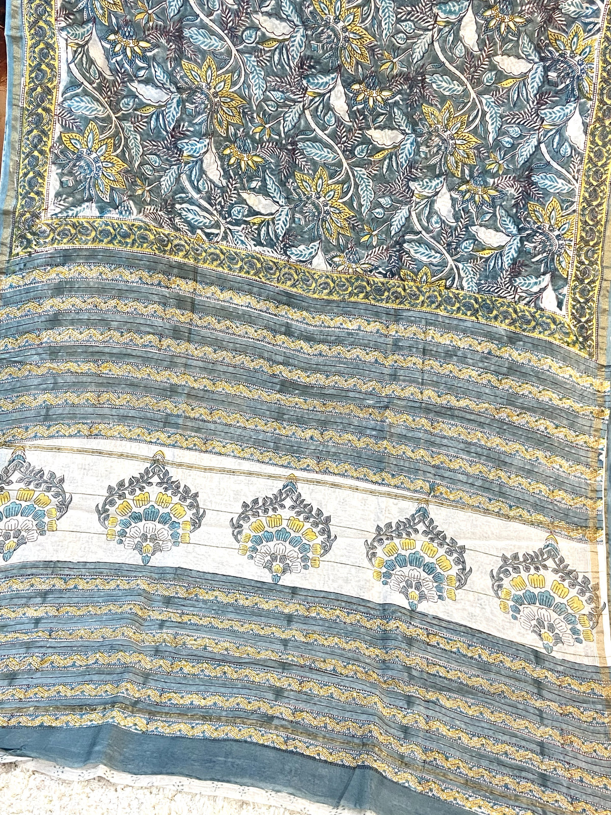 BAGRU PRINT CHANDERI COTTON SAREE