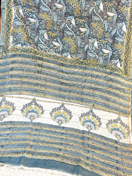 BAGRU PRINT CHANDERI COTTON SAREE