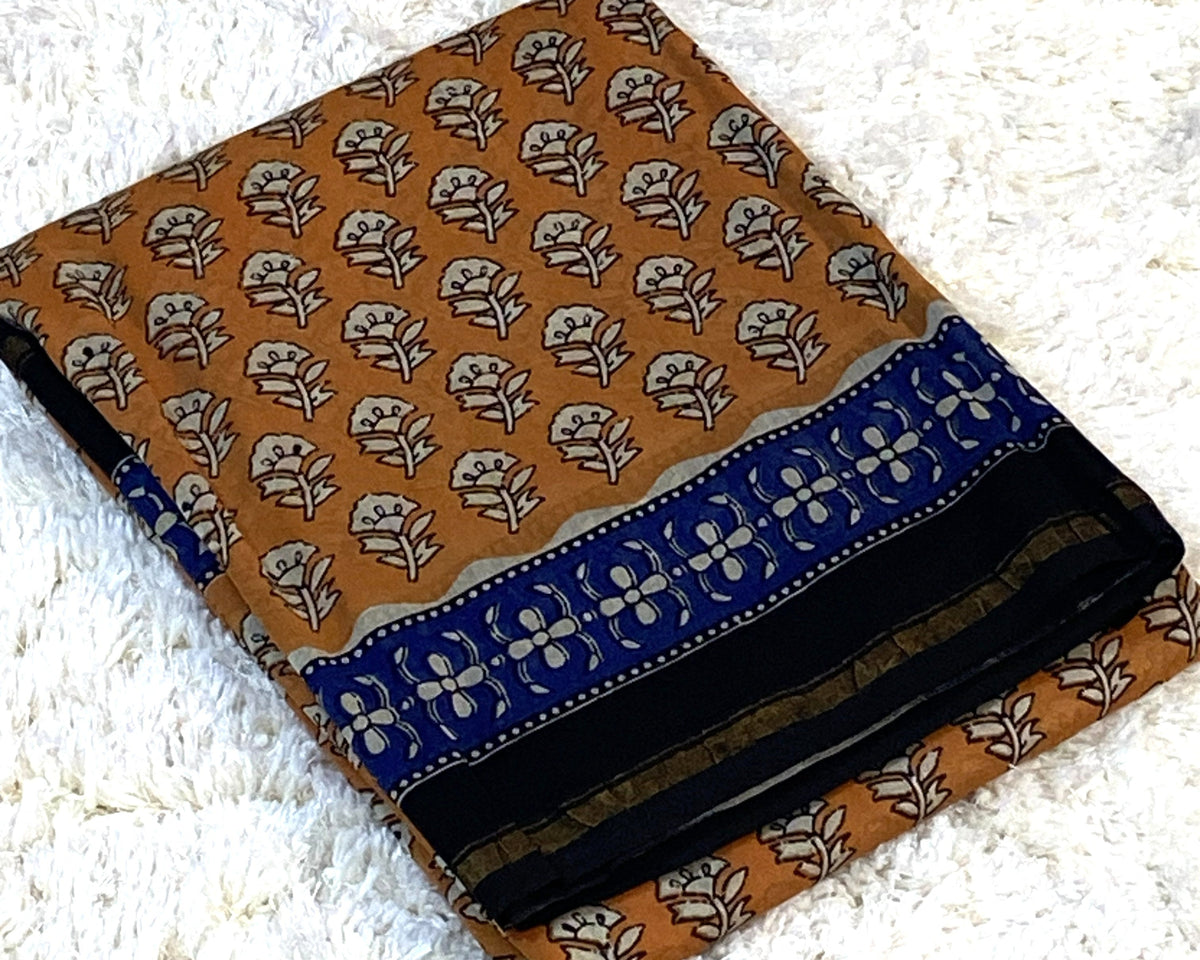 BAGRU PRINT CHANDERI COTTON SAREE