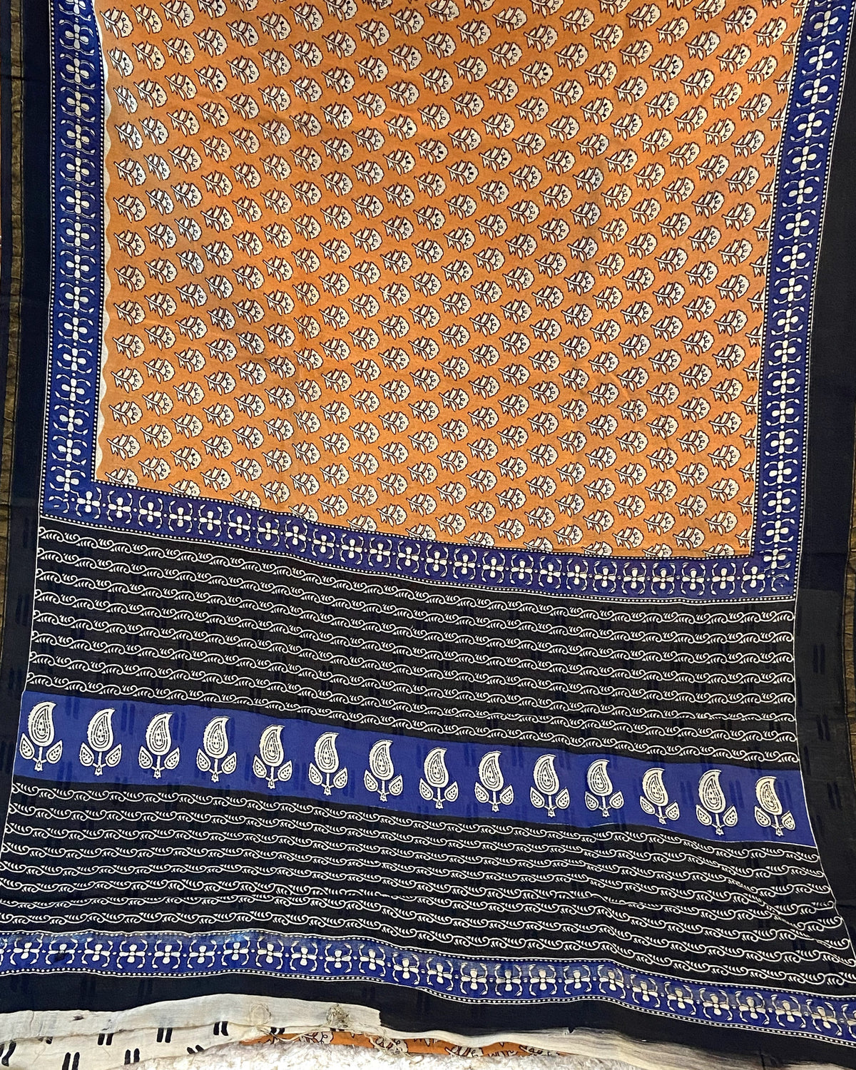 BAGRU PRINT CHANDERI COTTON SAREE