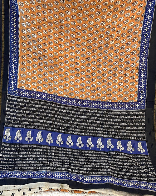 BAGRU PRINT CHANDERI COTTON SAREE