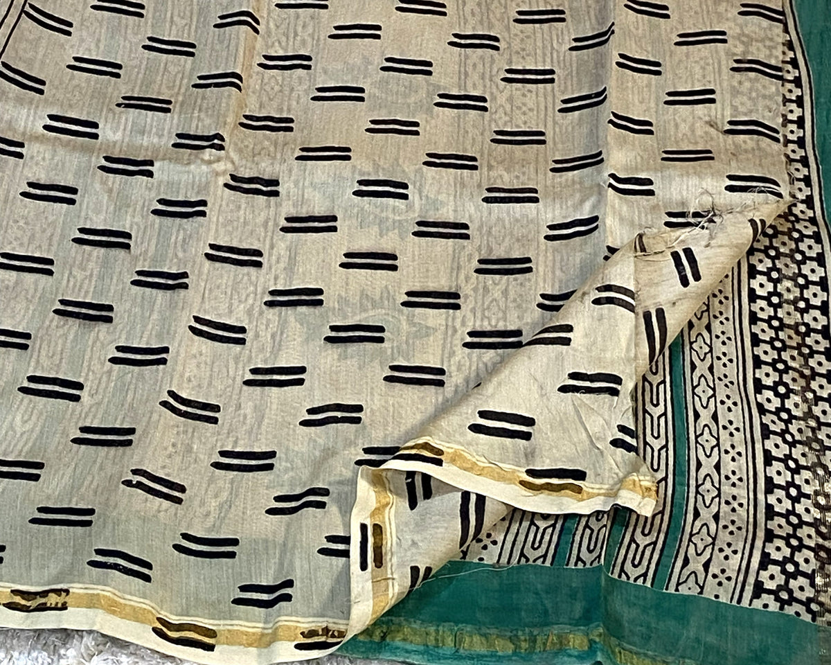 BAGRU PRINT CHANDERI COTTON SAREE