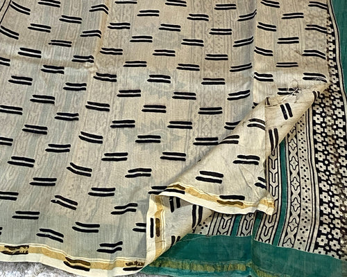 BAGRU PRINT CHANDERI COTTON SAREE