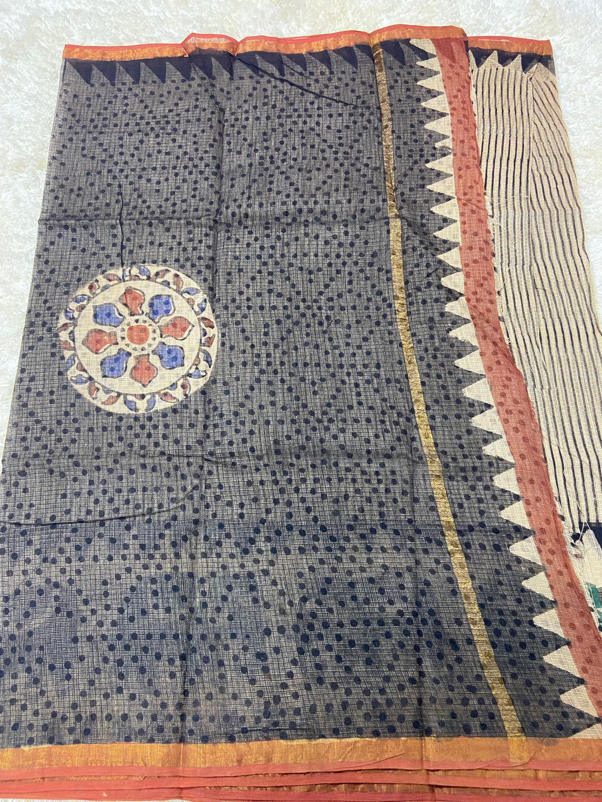 BAGRU HAND BLOCK PRINT KOTA DORIA SAREE