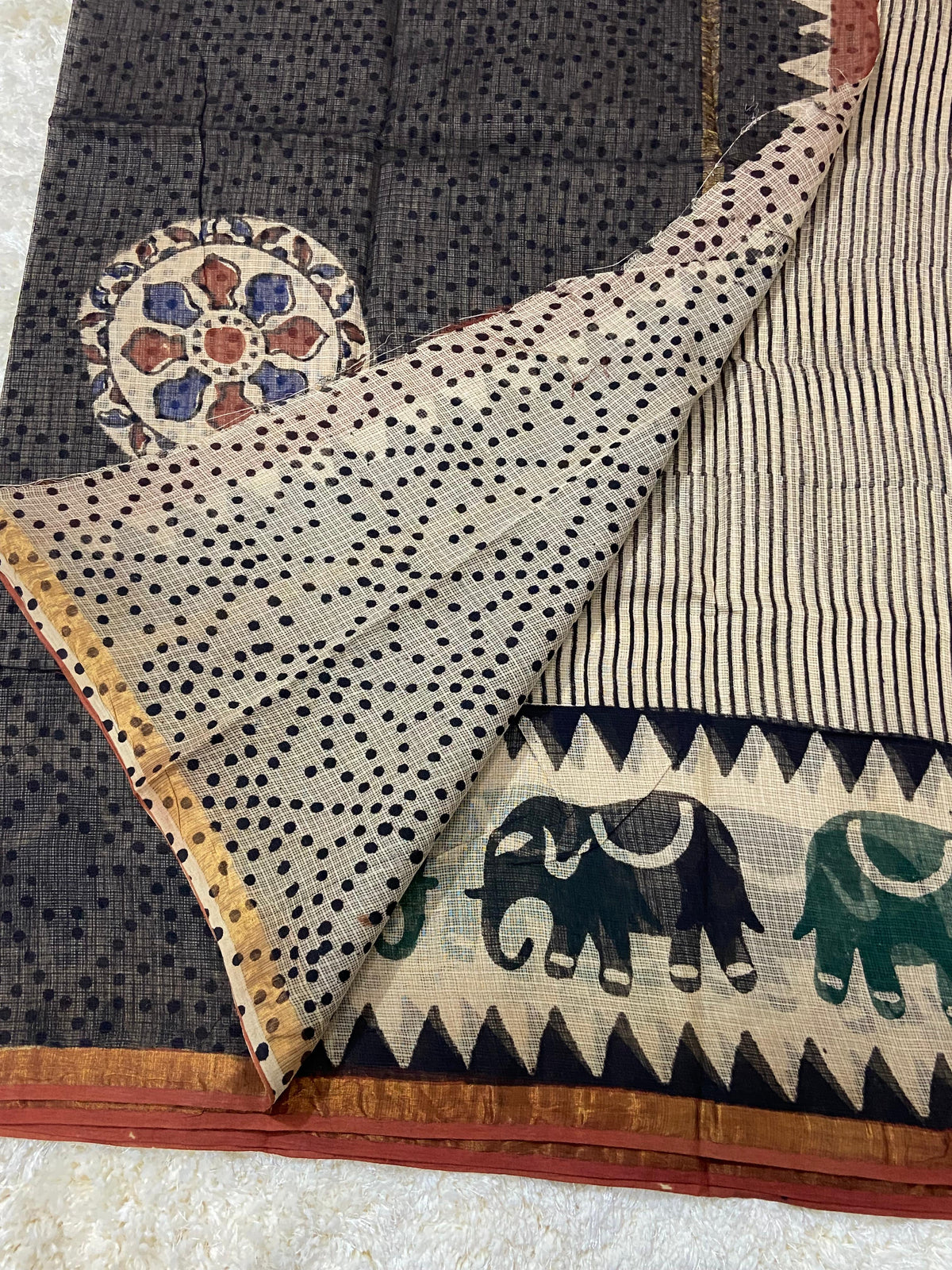 BAGRU HAND BLOCK PRINT KOTA DORIA SAREE