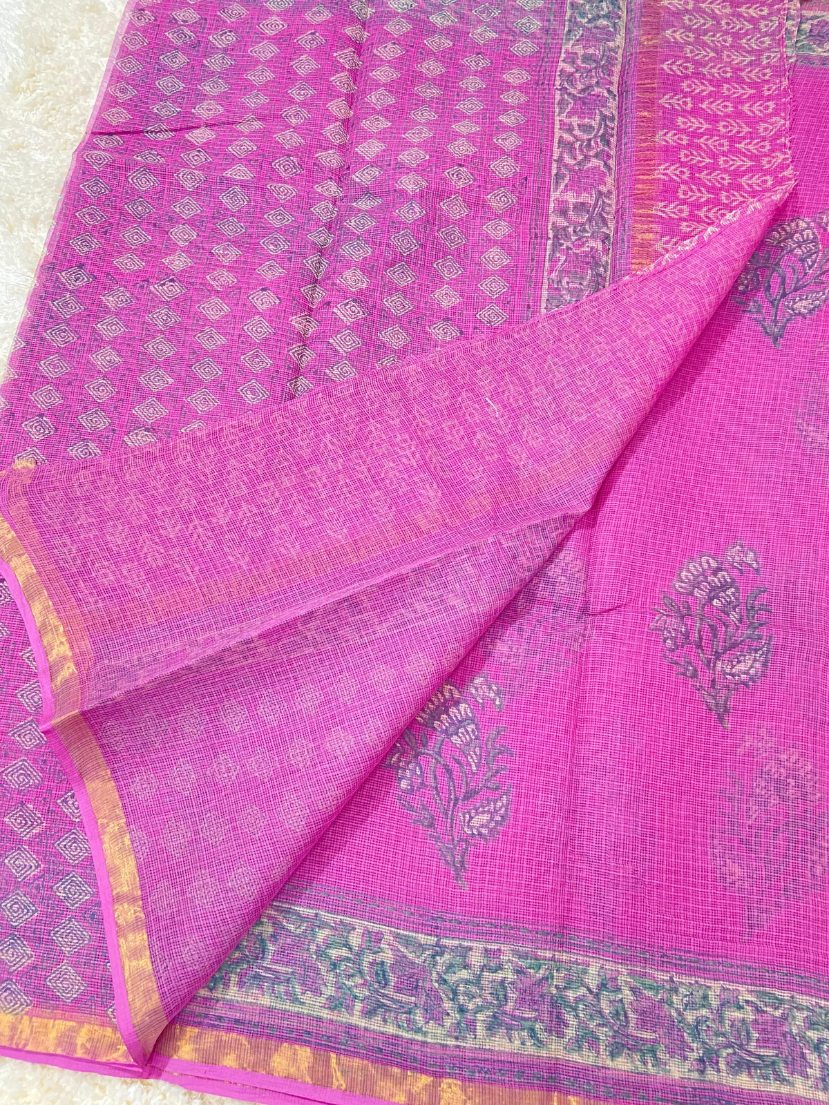 BAGRU HAND BLOCK PRINT KOTA DORIA SAREE