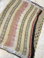 BAGRU BLOCK PRINT LINEN COTTON SAREE