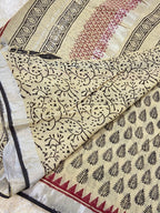 BAGRU BLOCK PRINT LINEN COTTON SAREE