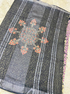 BAGRU BLOCK PRINT LINEN COTTON SAREE