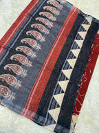 BAGRU BLOCK PRINT LINEN COTTON SAREE