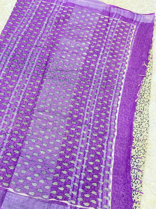 BAGRU BLOCK PRINT LINEN COTTON SAREE